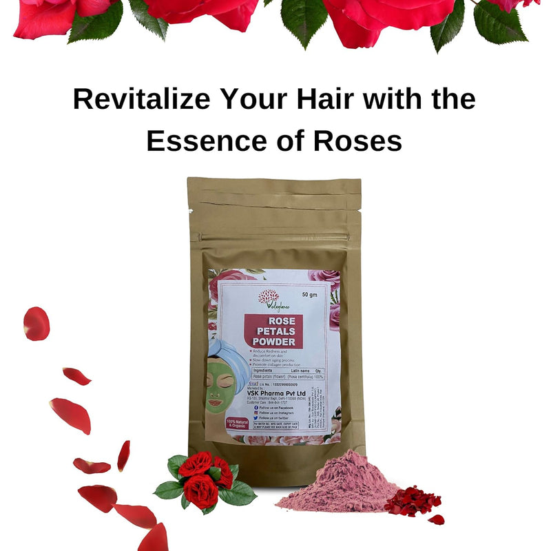 Pure Rose Petals Powder for Face, Skin & Hair – 50g