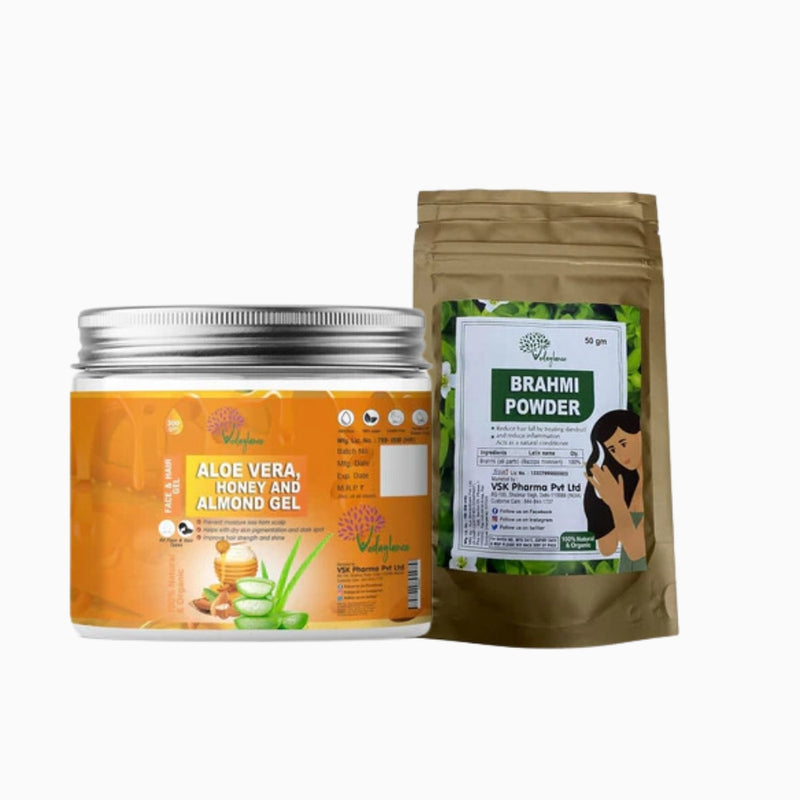 Brahmi Powder + Aloe Vera with Honey Gel + Pure Rosemary Hydrosol Spray Combo